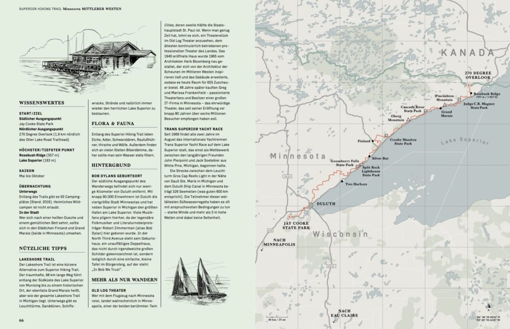 Fakten und Landkarte im Buch Wanderlust USA – Die schönsten Wanderwege der USA