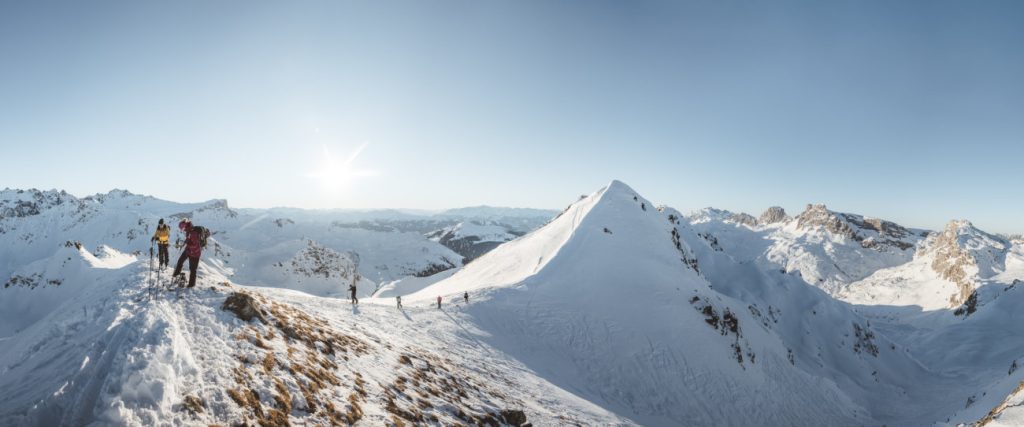 Einfache Skitour Klosters – die Madrisa Rundtour – Auf dem Riedkopfsattel. Foto: Roman Huber