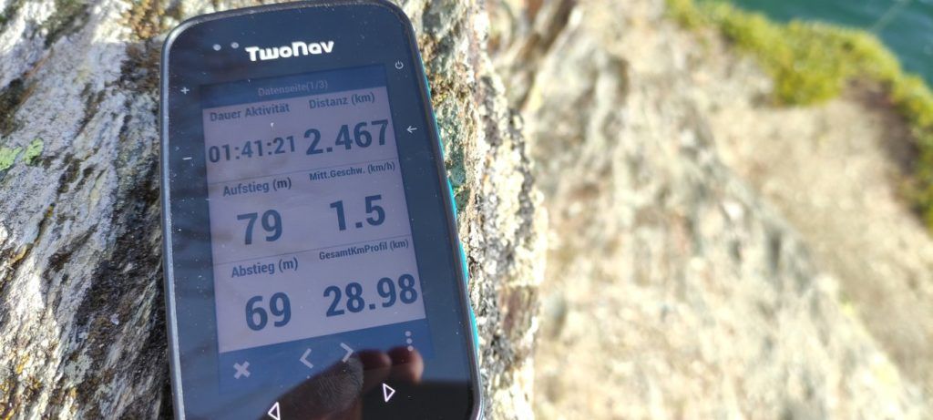 Close-up des klaren Displays des TwoNav Cross GPS