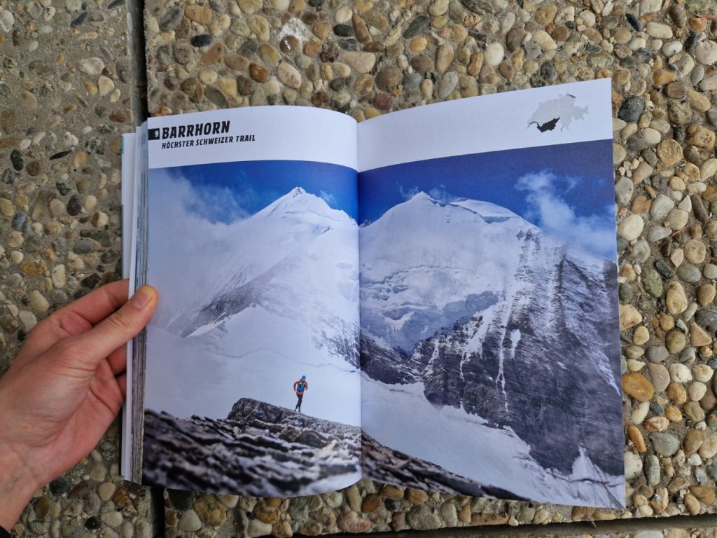 Läufer mit atemberaubendem Bergpanorama im Trail Running Schweiz Buch