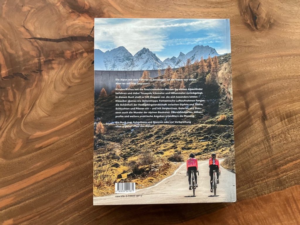 Rückseite vom Die Alpen mit dem Fahrrad Buch