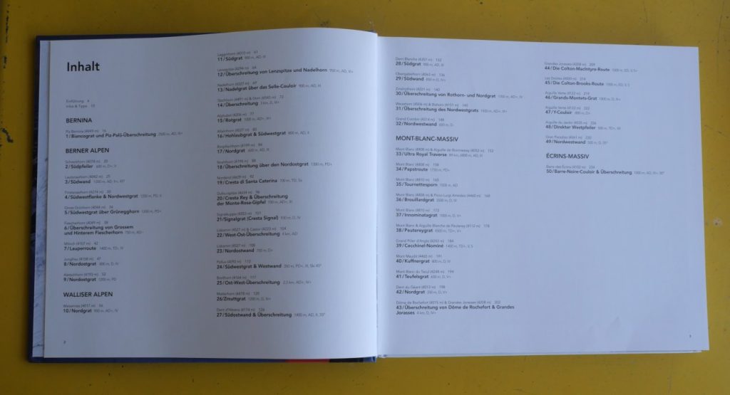 Inhalzsverzeichnis im Alpenglow Buch