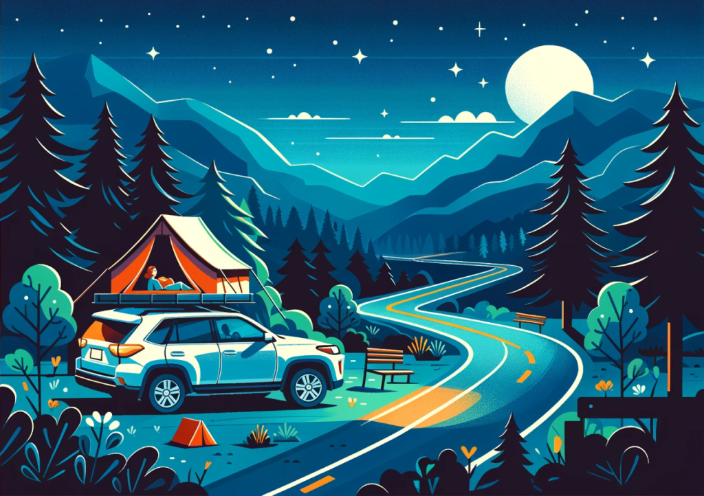 Familienurlaub in den Bergen Car Camping mit Dachzelt