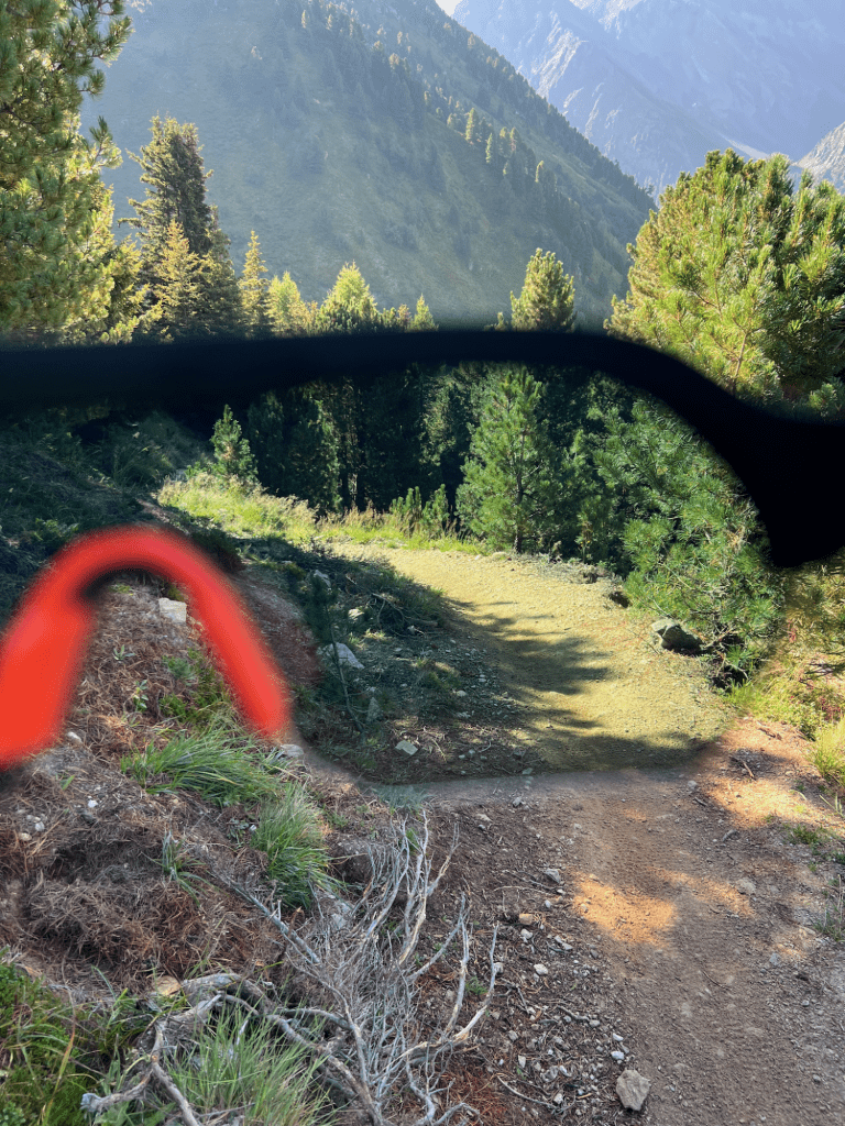 Foto durch das Glas/die Scheibe der react optray Sonnenbrille zeigt den Kontrast und die Tönung der Brille